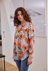 FLORENCE PLEAT BLOUSE - coral flor